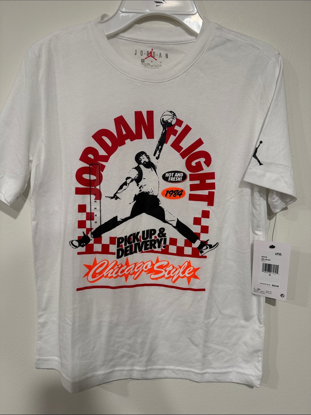 Jordan White Short-Sleeve 'Jordan Flight Chicago Style' Graphic Tee